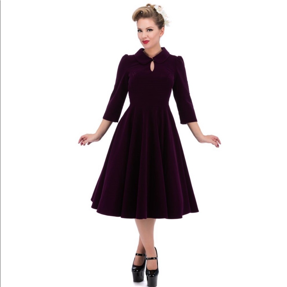 Hearts and Roses Purple Velvet Tea Dress
